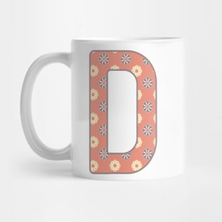 MONOGRAM LETTER D PINK FLORAL TYPOGRAPHY DESIGN Mug